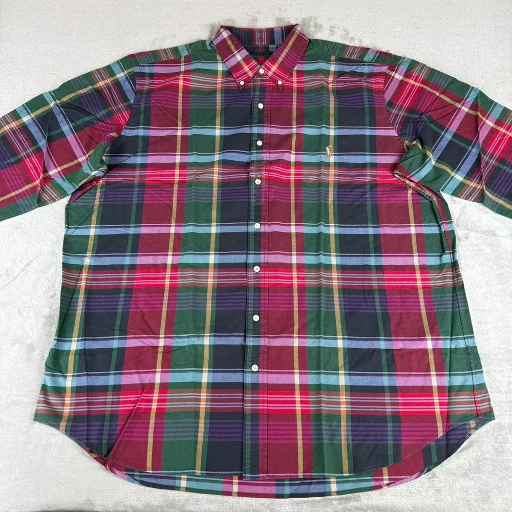 Polo Ralph Lauren Button-Down Shirt Men 2XLT Red Blue Green Plaid Flesh Pony NWT